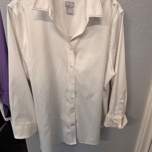 Chico's Crisp White Blouse - Picture 3 of 3